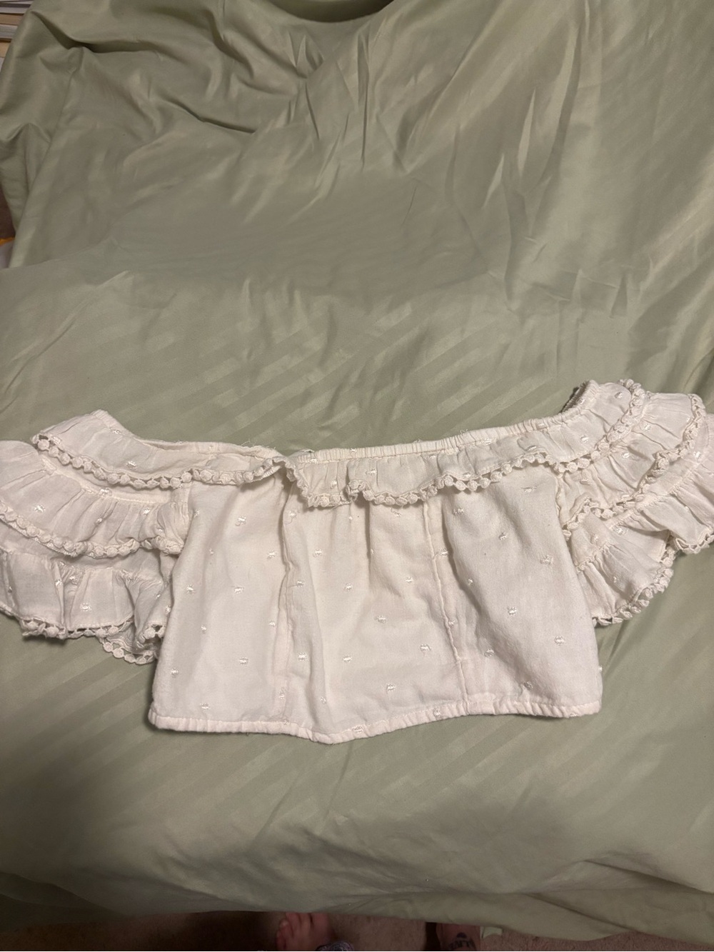 Off-Shoulder Ruffle Top - Cream